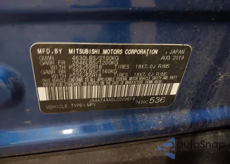 2020 Mitsubishi Eclipse Cross Sp 1.5T Awc z USA, uszkodzony, nr VIN JA4AT4AA5LZ009619